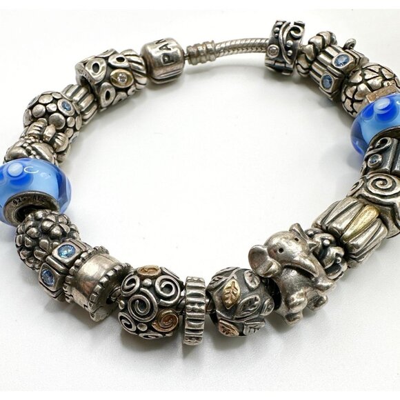 Pandora Charm Bracelet With 25 Charms (Sterling & 14K Accent Beads) - Picture 2 of 14